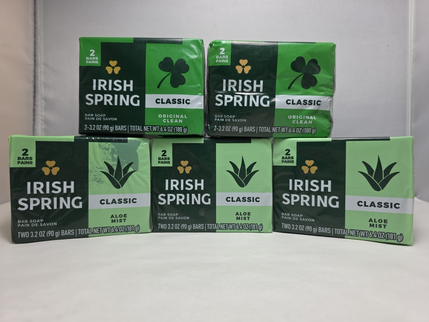 Irish Spring Classic And Aloe Mist Bar Soap 3.2 Oz Each 10 Bar Lot Brand New