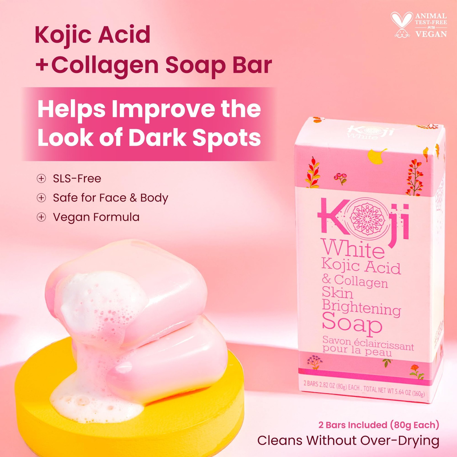 Kojic Acid & Collagen Skin Brightening Soap for & Natural Glowing Skin – Mois…