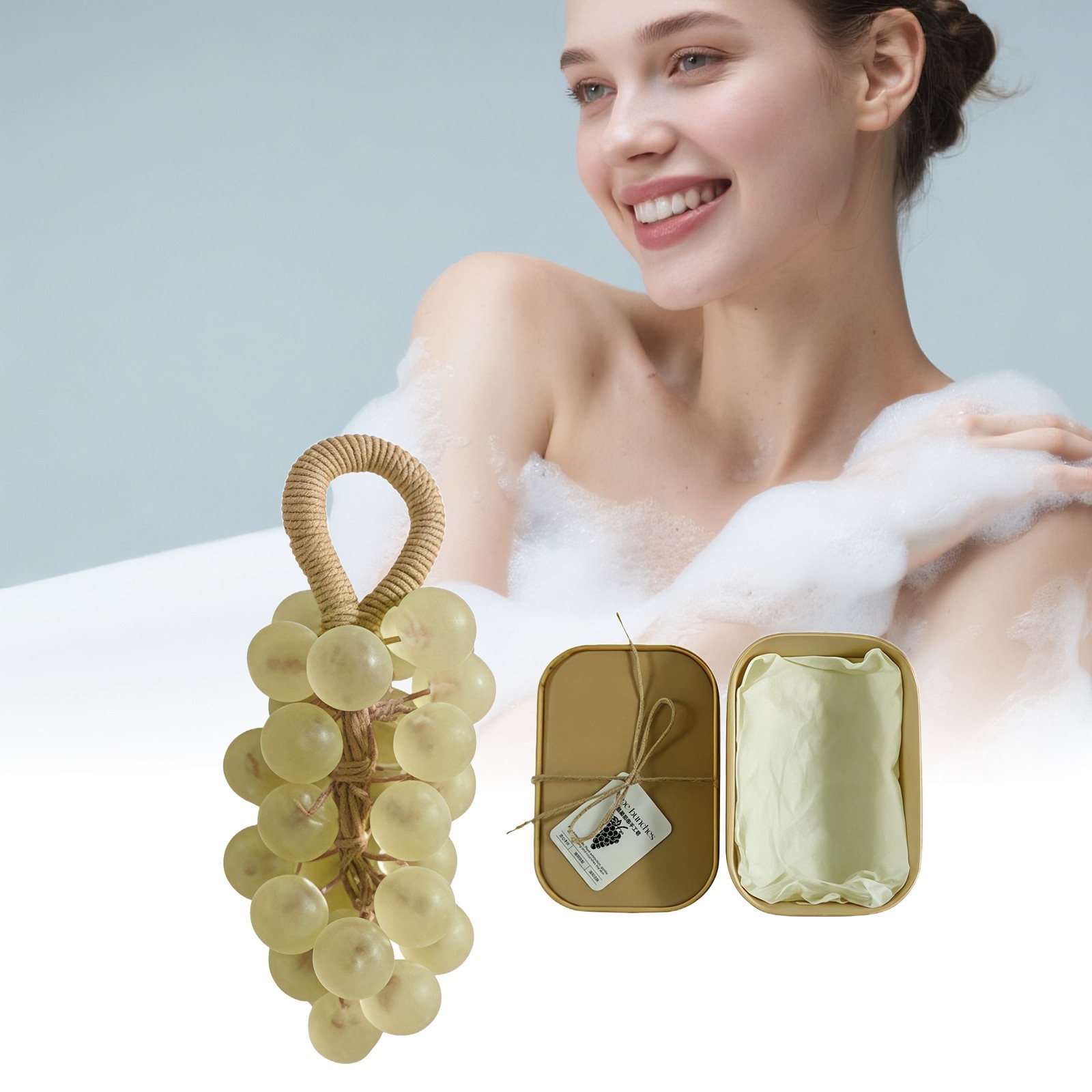 Jasmine Grape Shaped Soap Gift Box Natural Fragrance Bath Soap for Body Cleansin