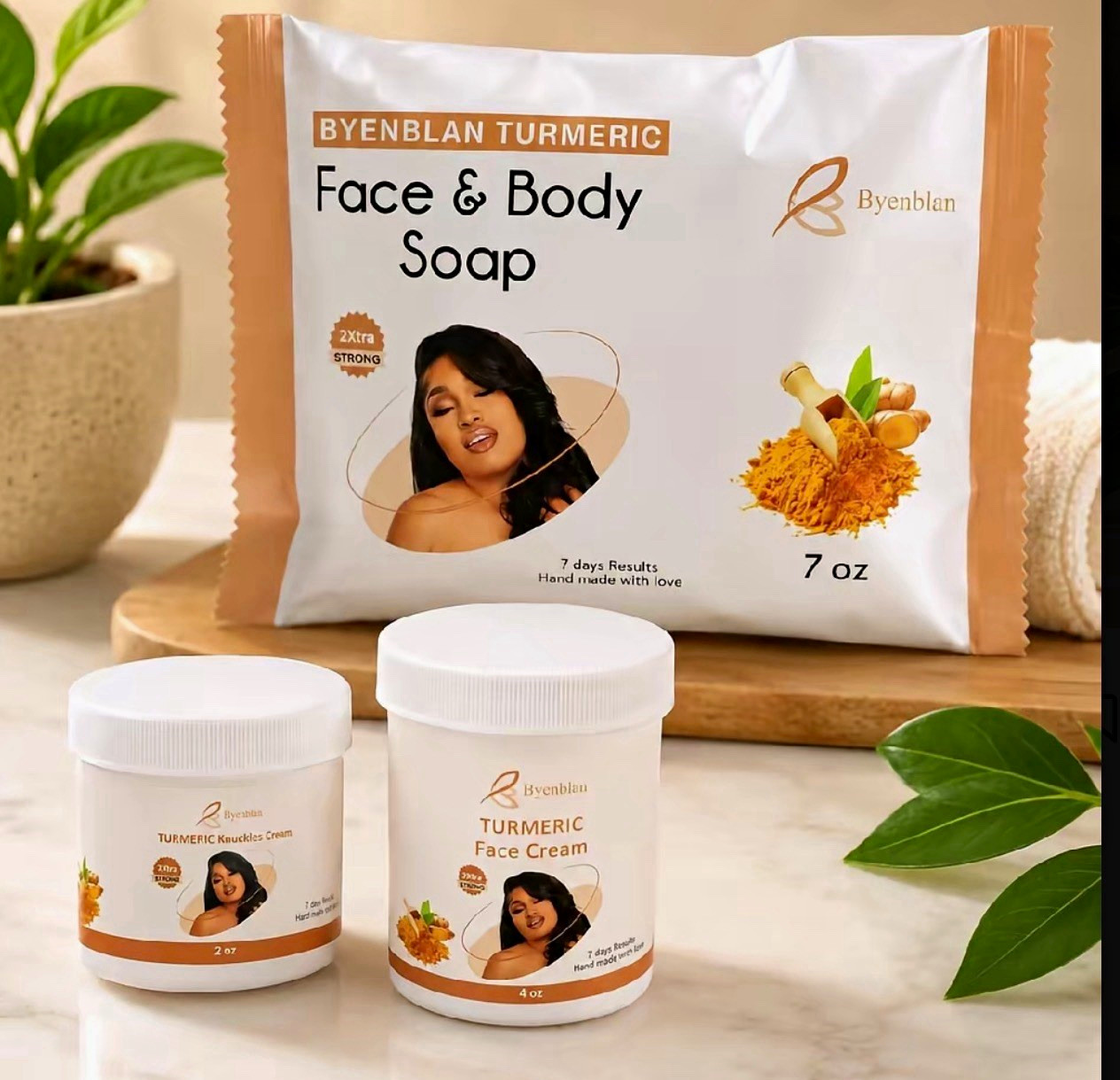 Byenblan Handmade Turmeric set of 3 pieces, All Skin Types