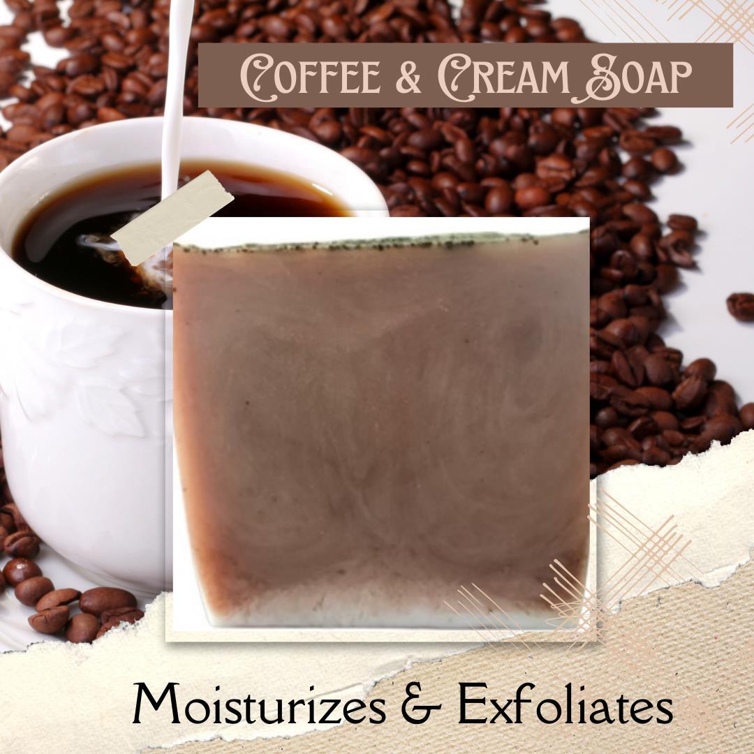 Handmade Coffee and Cream Soap. Moisturizes & Exfoliates.