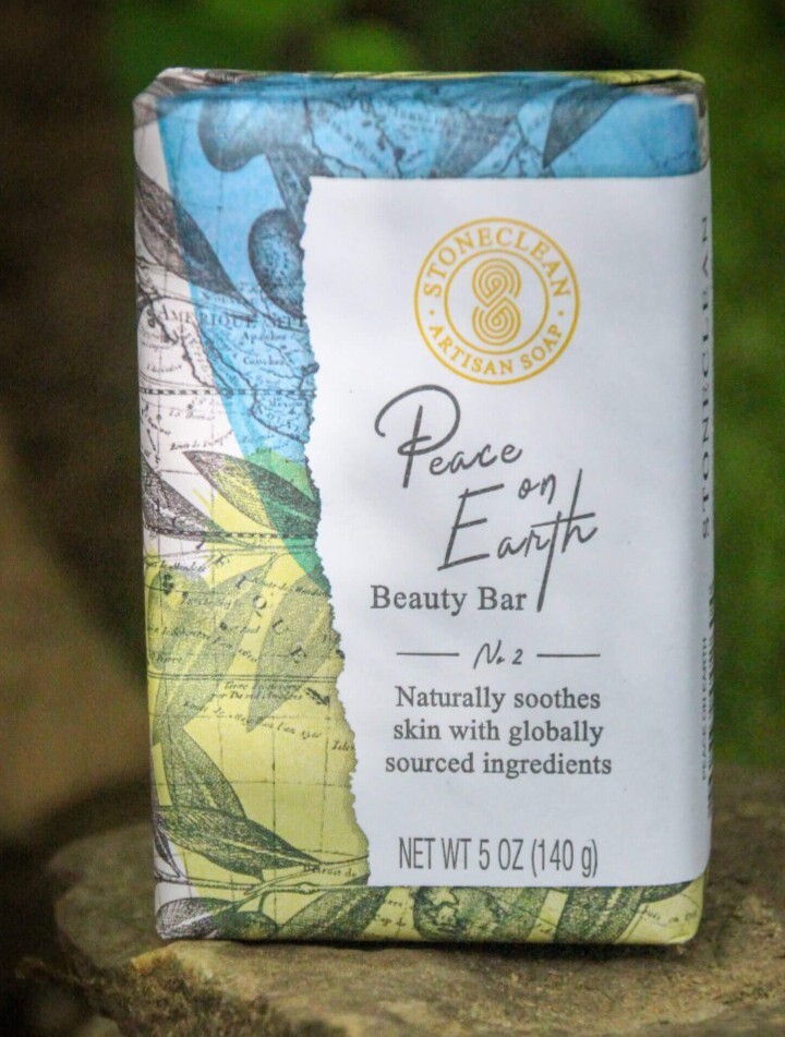 NEW! STONECLEAN Artisan (2-PACK) 5 Oz. Bar ●PEACE ON EARTH● Organic Beauty Soap.