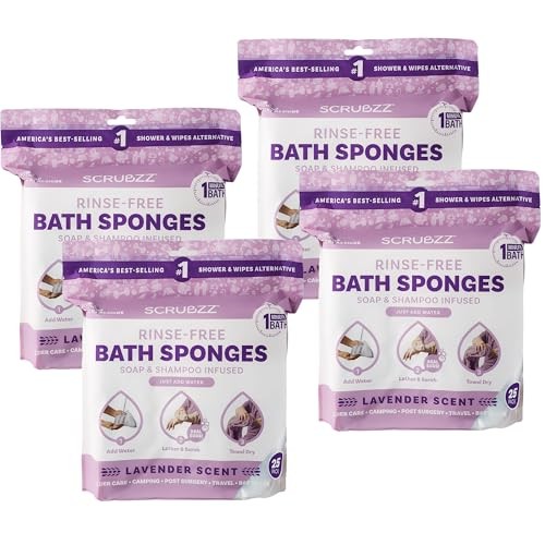Scrubzz No Rinse Bathing Wipes Sensitive Skin 4 Pack