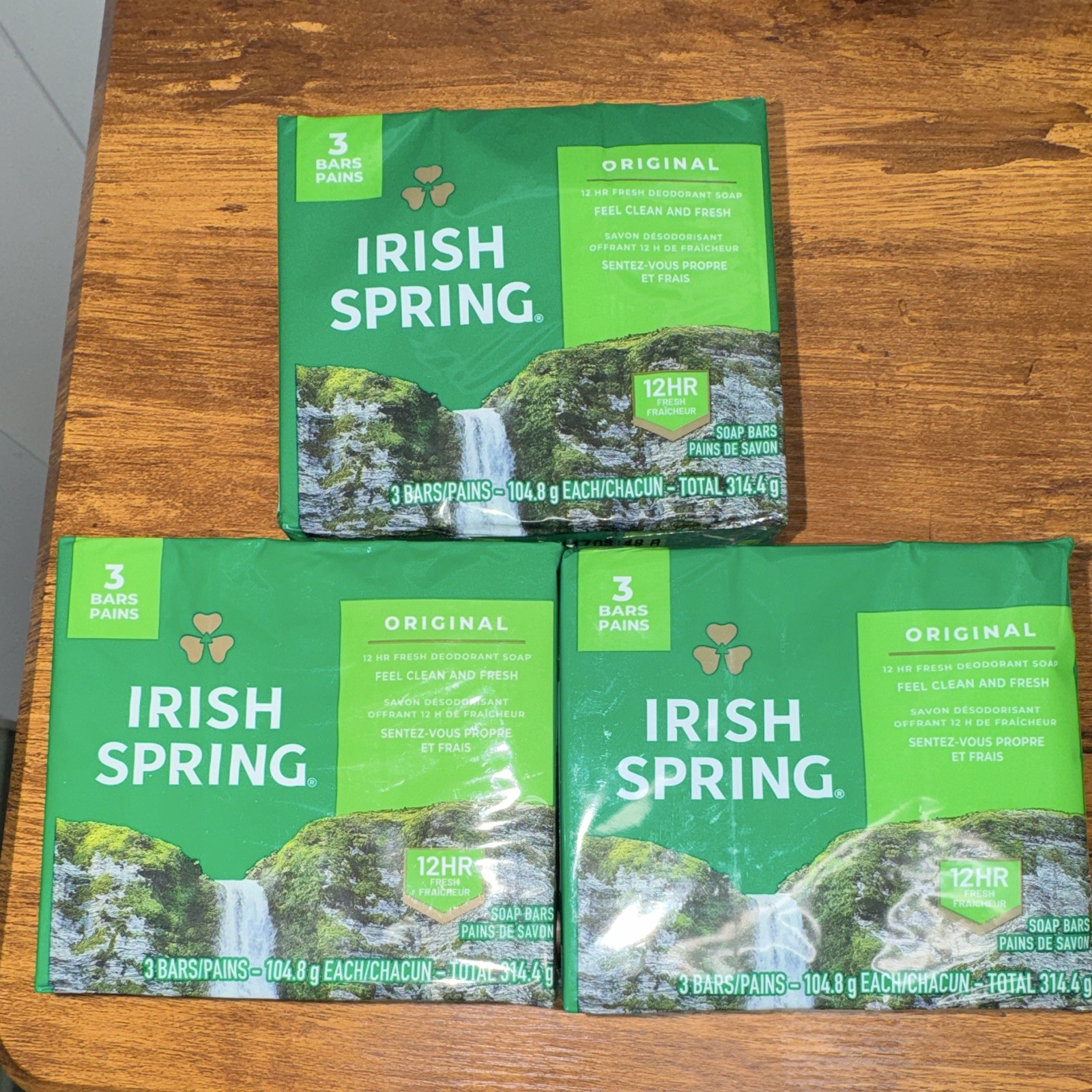 Irish Spring Original Deodorant Soap Body Bars, Green, 3.7 oz Multipack