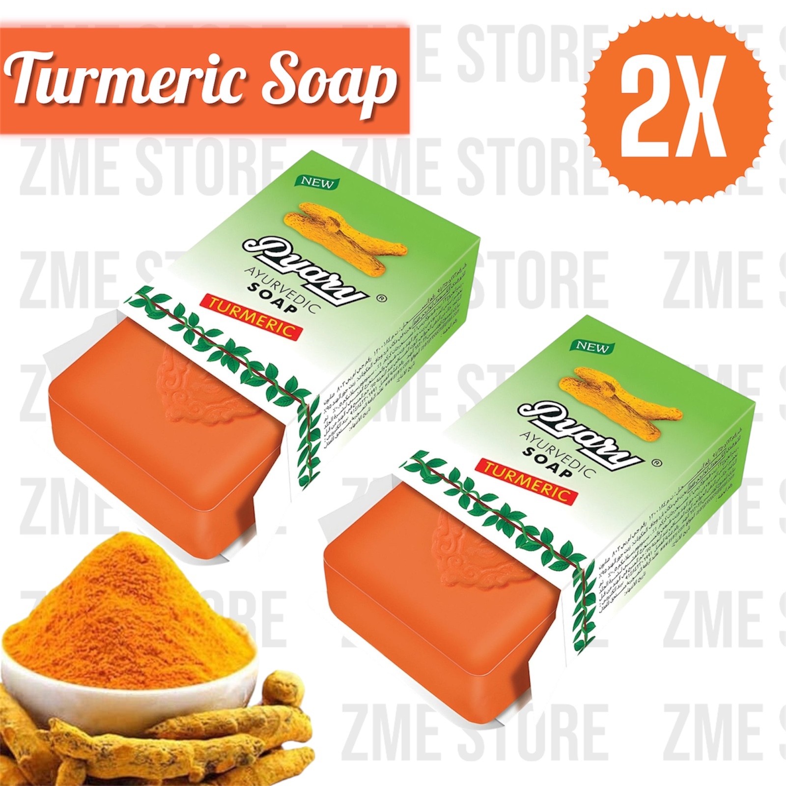 2X Pyary Turmeric Soap Original 100% 75g – صابون الكركم