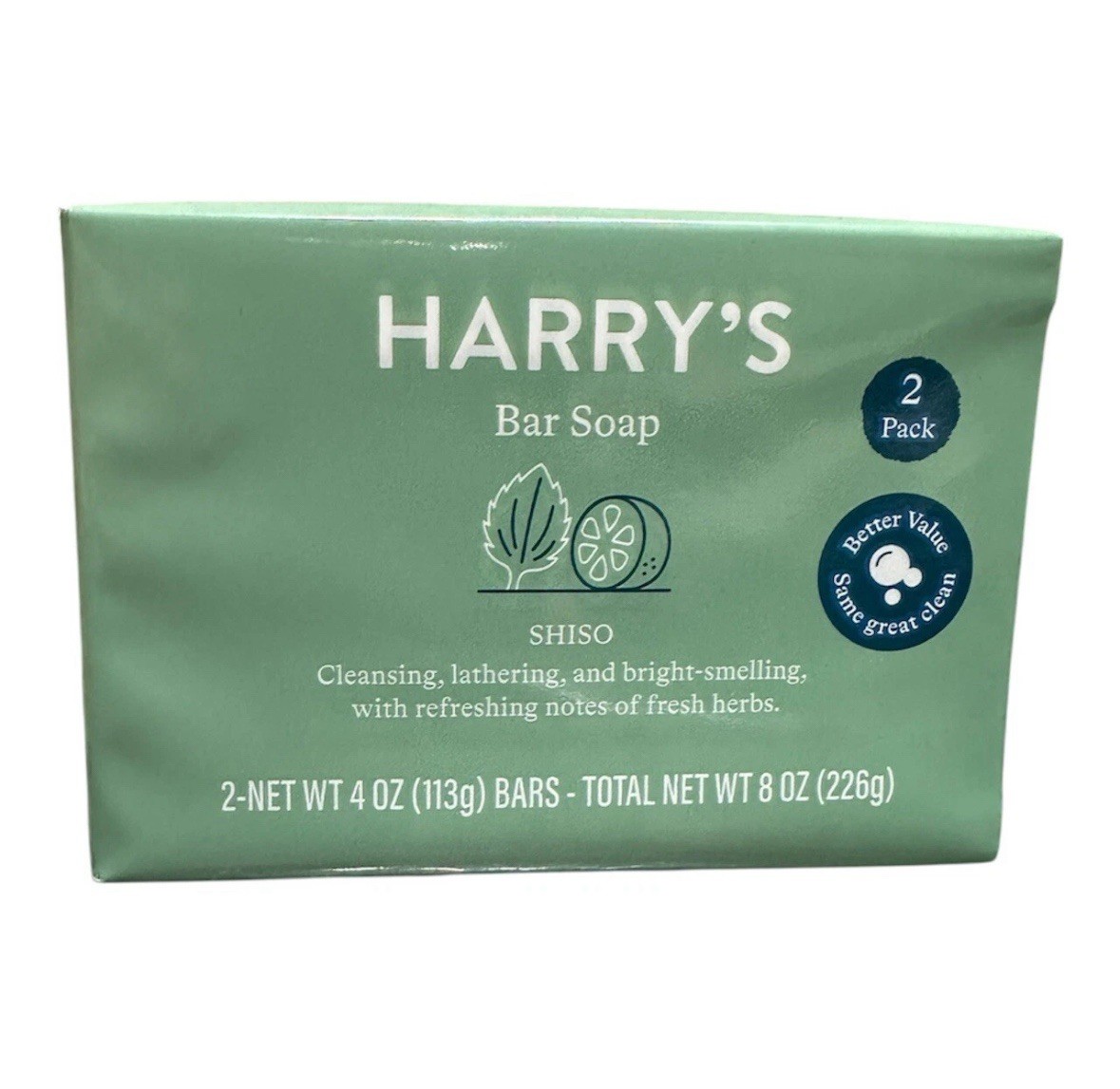 Harry’s Bar Soap Shiso 2 Pack 4oz Each Herbal Fresh Scent Sustainable Palm