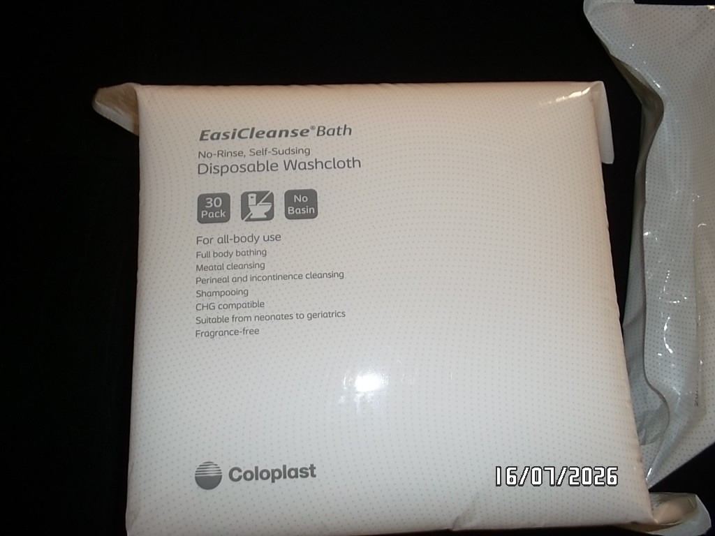 DISPOSABLE WASHCLOTH. NO RINSE. SELF SUDSING. EASICLEANSE BATH. 30 COUNT. NEW
