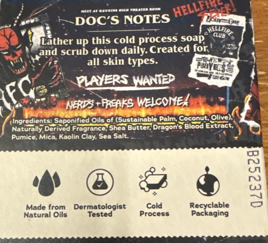 Dr. Squatch Limited Edition HELLFIRE & BEYOND Natural Soap Bar Stranger Things