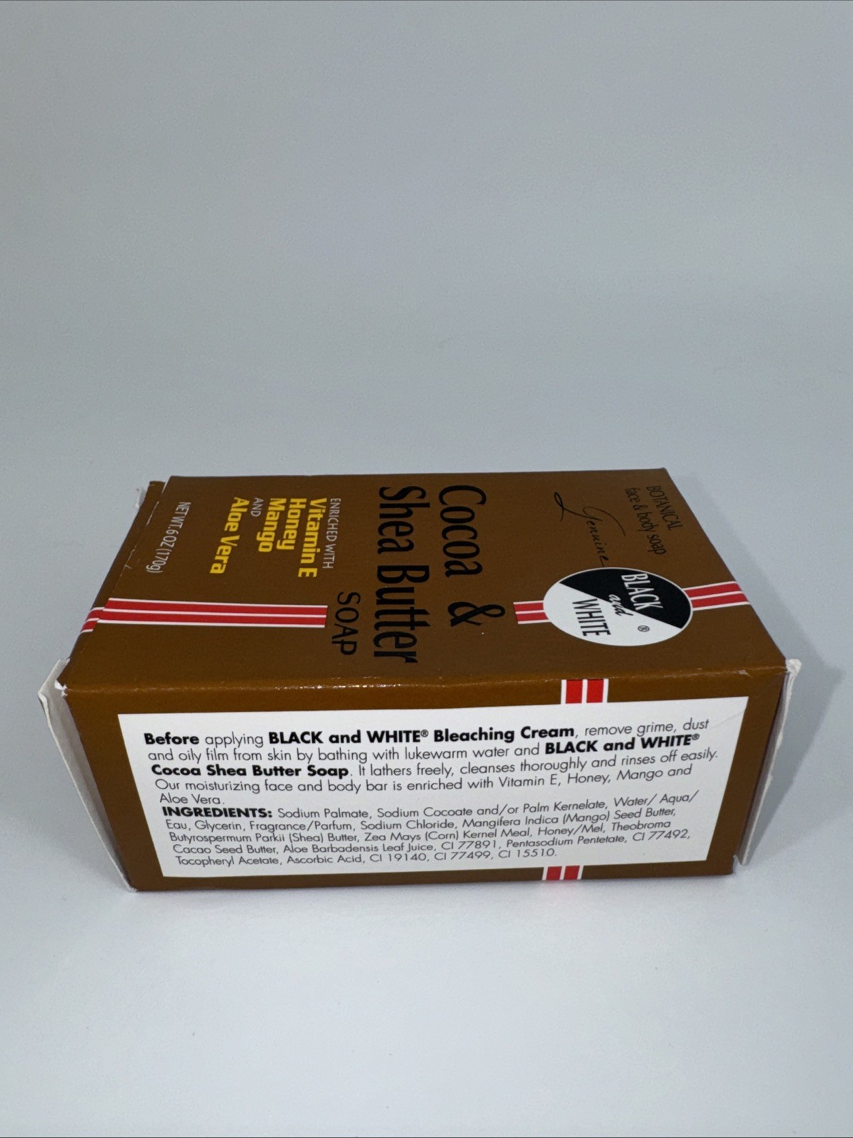 Black & White Cocoa & Shea Bar Soap with Shea Butter 6.1oz