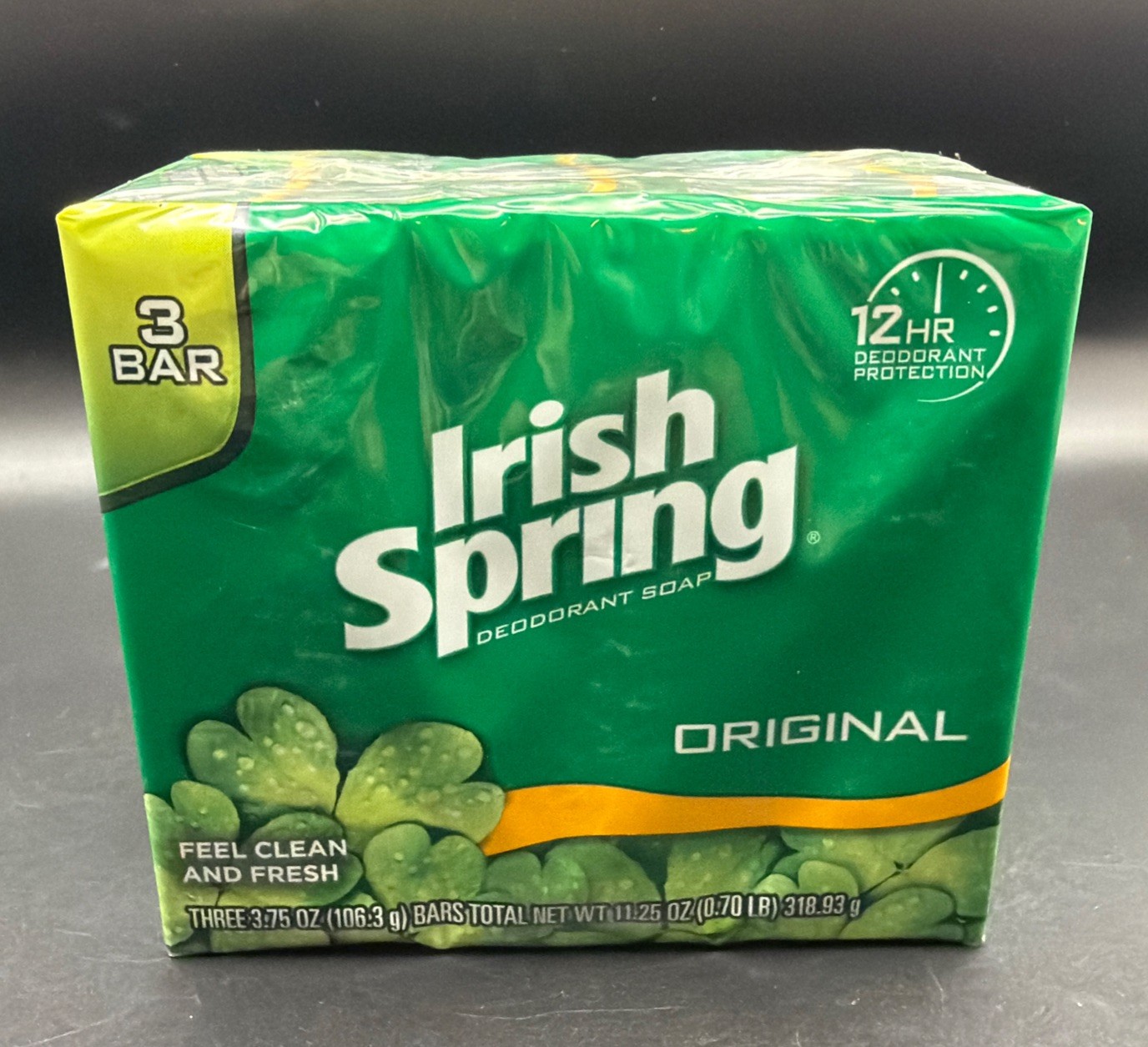 Irish Spring Bar Soap ORIGINAL 3 Bar Package NO FLAXSEED DISCONTINUED New HTF