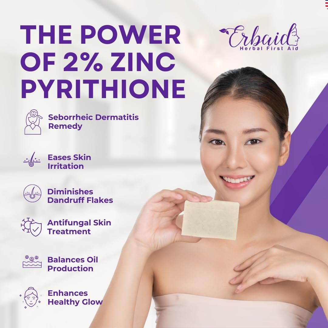 Pyrithione Zinc Soap Bar for Face & Body, 4oz | 2% ZnP Bar Soap Skin Repair Clea
