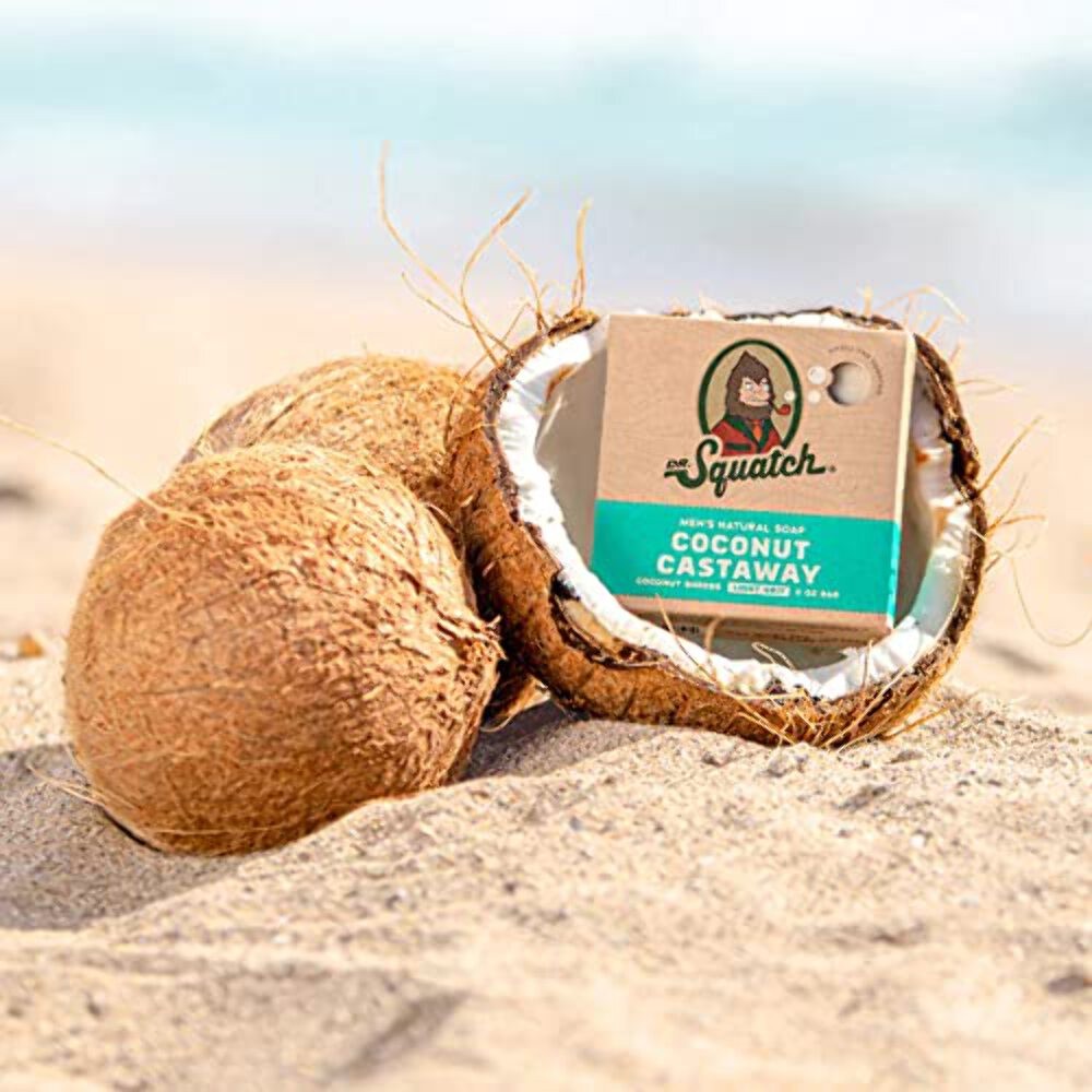 2 BARS DR. SQUATCH Men’s All Natural Bar Soap – Coconut Castaway – 5oz