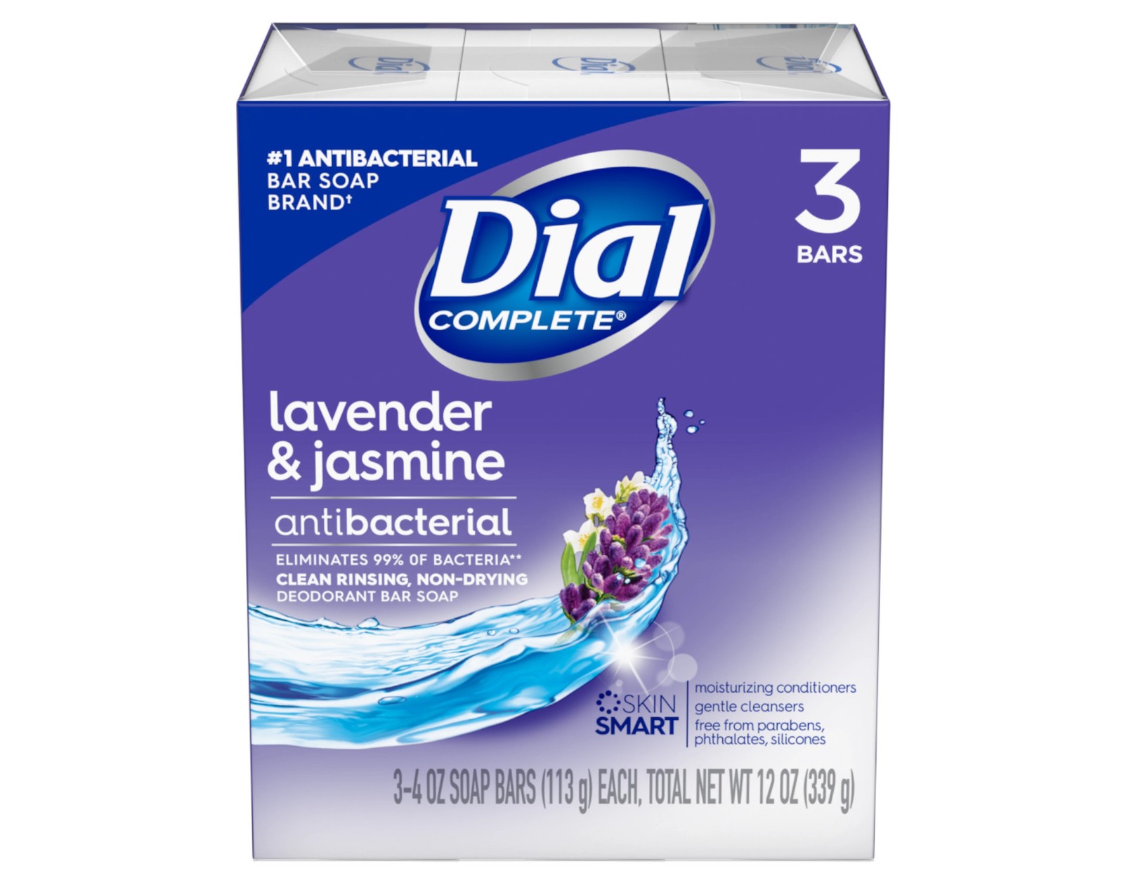 Dial Lavender & Jasmine Antibacterial 4oz. Bar Soap, 3 Count – Pack of 1