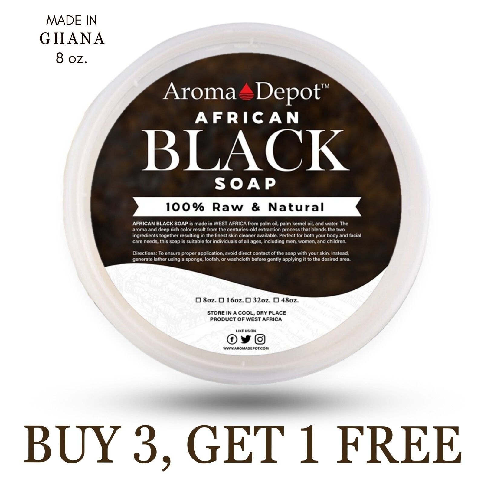 African Black Soap Paste 8 oz. Natural Raw Organic Wash Face Body Hair Raw