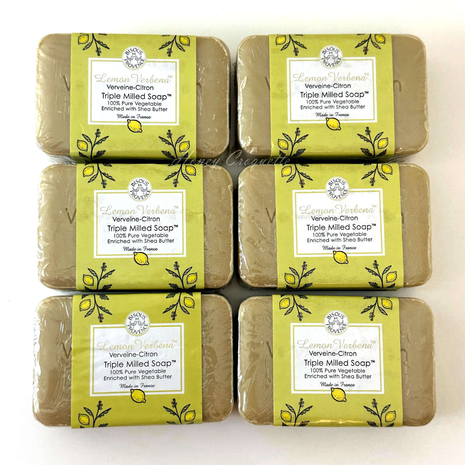 6 X Trader Joe’s Bisous de Provence Lemon Verbena Triple Milled Soap Shea Butter