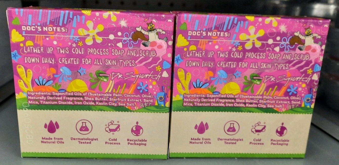 Dr. Squatch Spongebob SEA STAR SHENANIGANS Patrick Star Men’s Soap Lot of 2 Bars