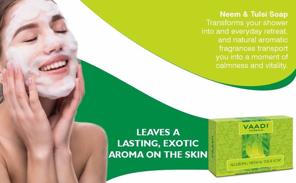 Neem Tulsi Soap with Tea Tree Oil | Pack of 4 Bars (5.30 oz each) |All Skin Type