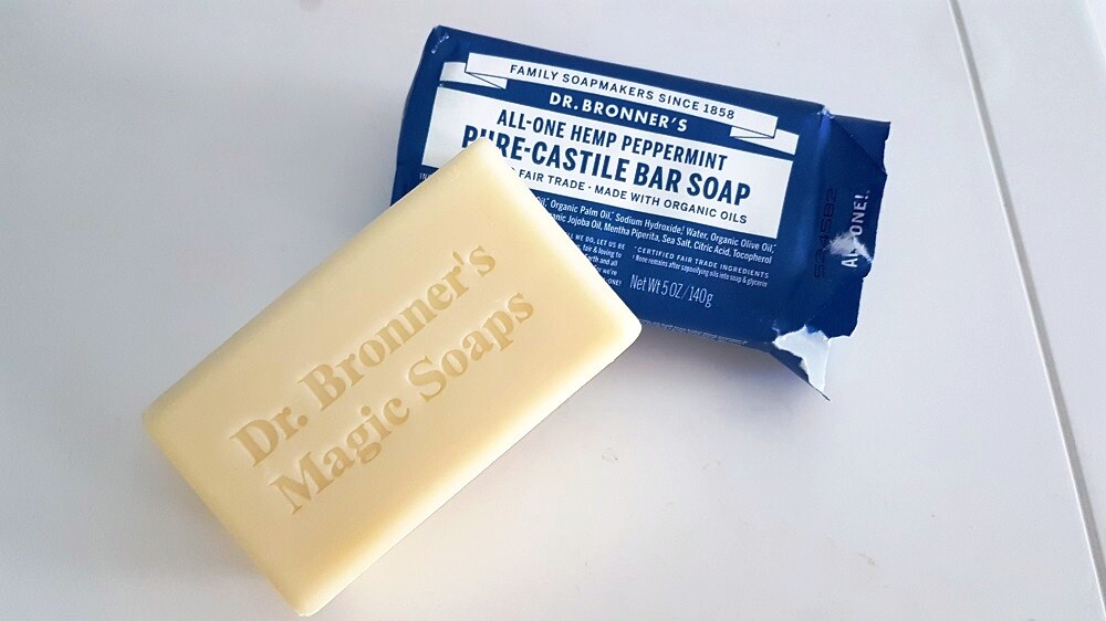 3 x Dr. Bronner’s Pure-Castile Bar Soap Hemp All-One Peppermint 140g Bronners