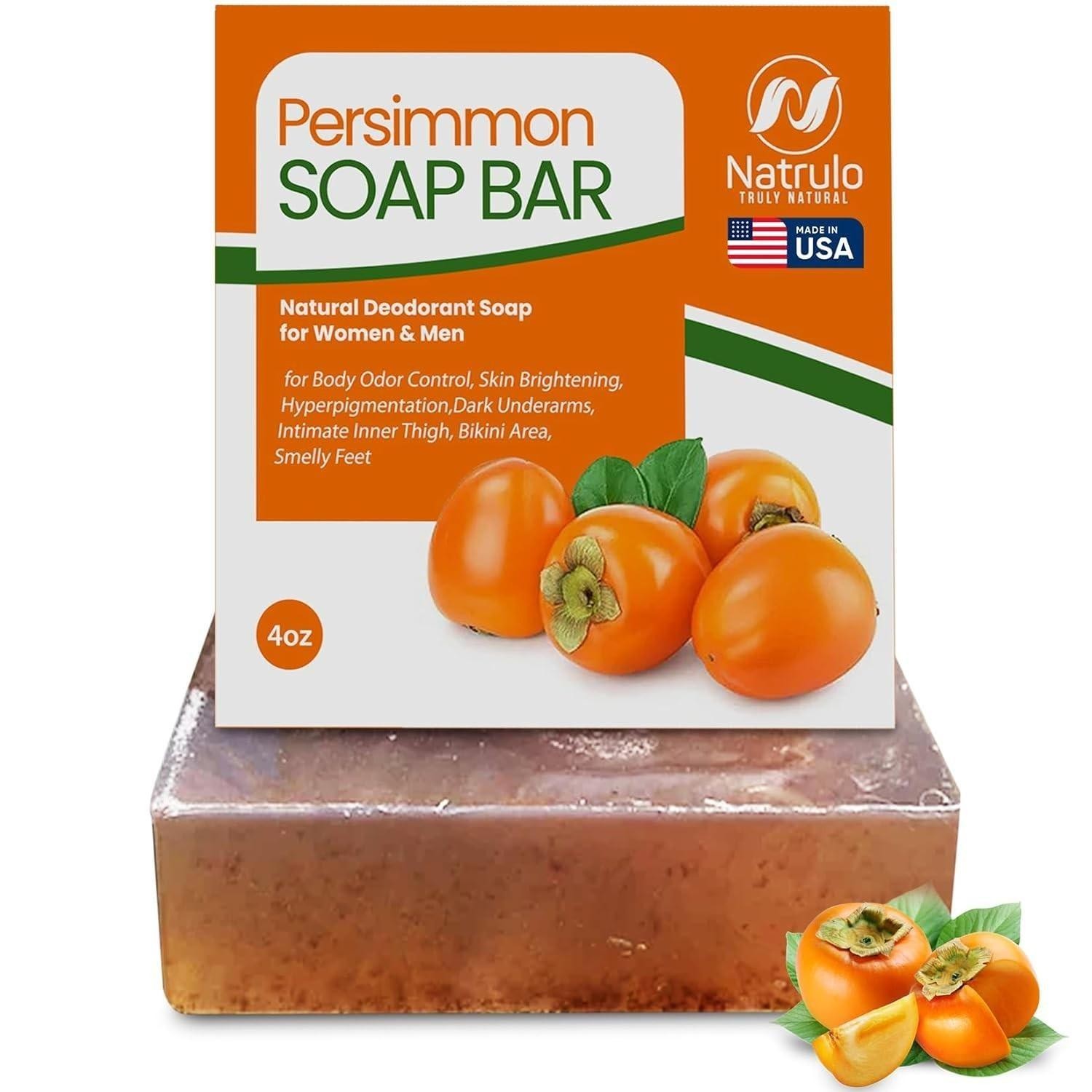 Natrulo Persimmon Soap Bar for Body Odor Control Â Purifying Deodorizing Body