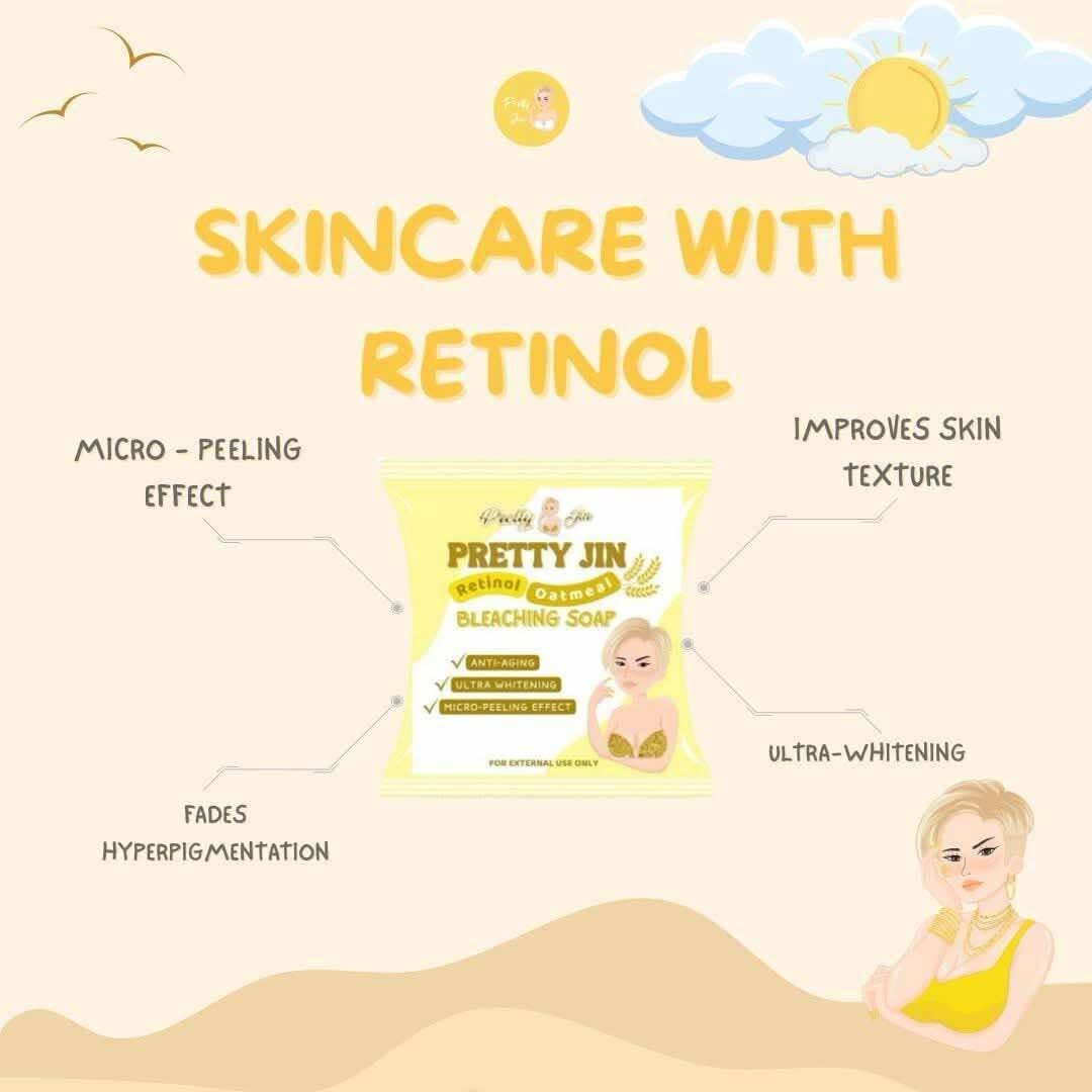 Pretty Jin Retinol Oatmeal Bleaching Soap Set – 3 Bars (70g each)