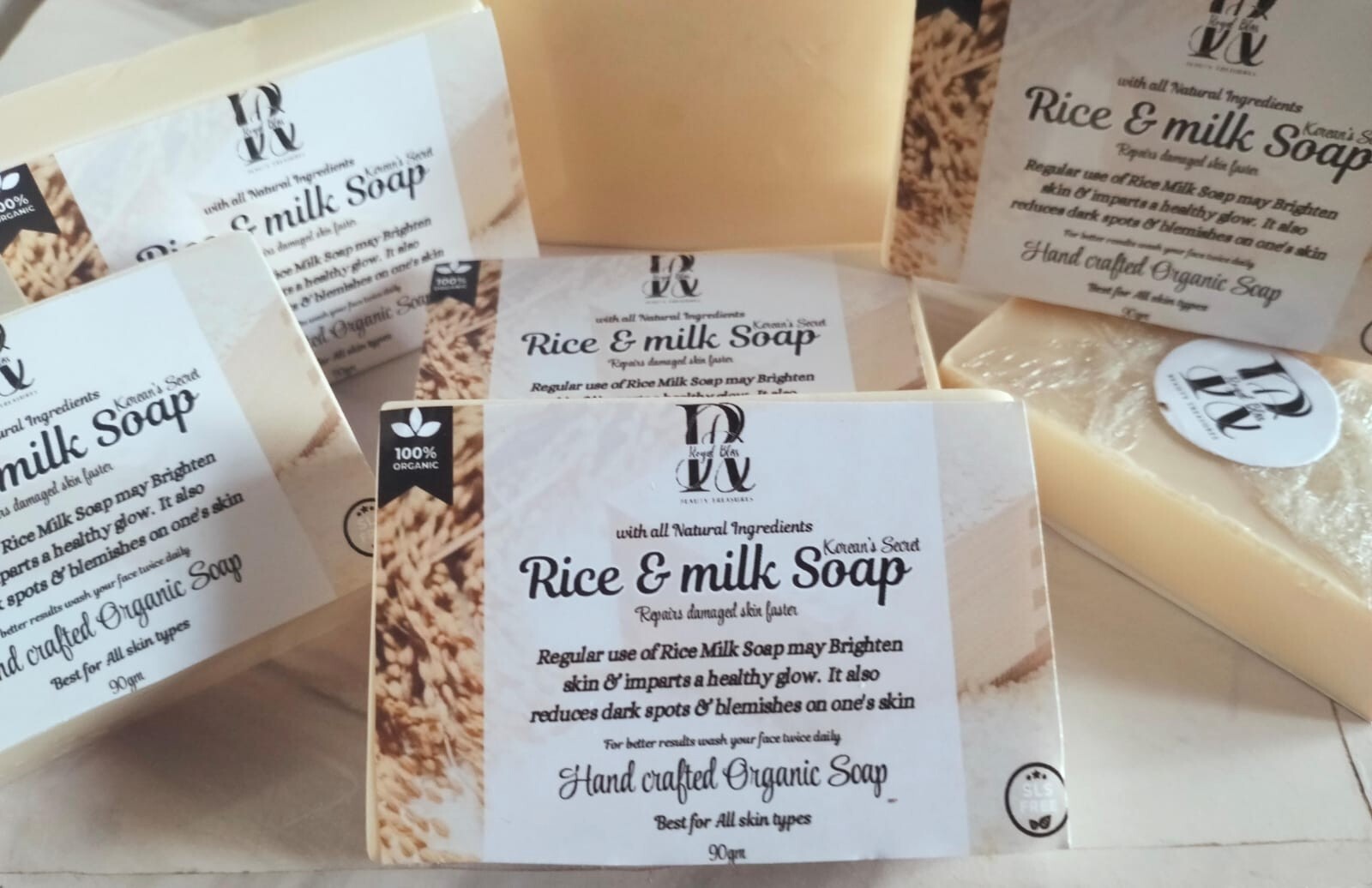 Royal Bliss All Natural Organic SLS Free Rice Milk Soap Healthy Skin & Glow 90Gr
