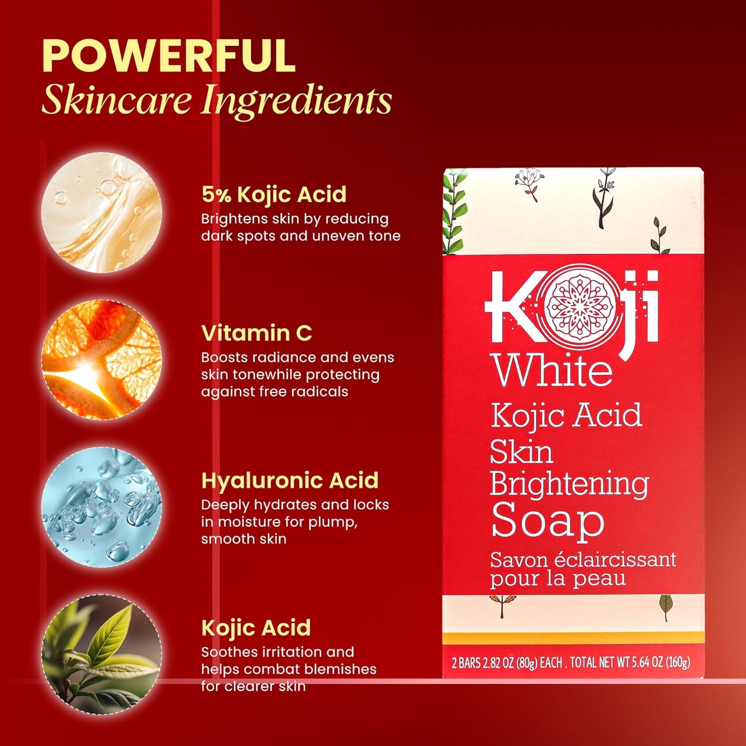 Kojic Acid Soap Bar Glycerin Soap for Gentle Skin Brightening Skin Care