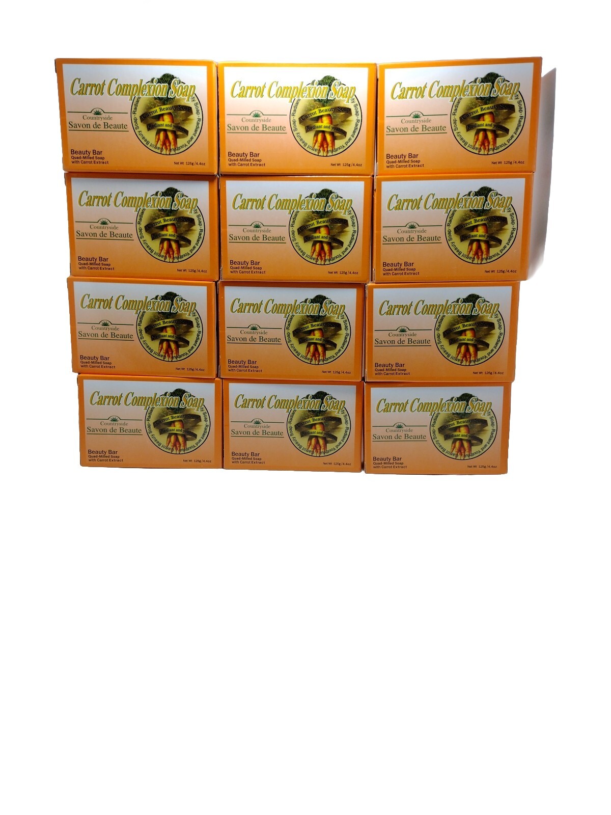 12-Pack CARROT COMPLEXION SOAP BEAUTY BAR WITH CARROT OIL 125g (each) BRAND NEW!