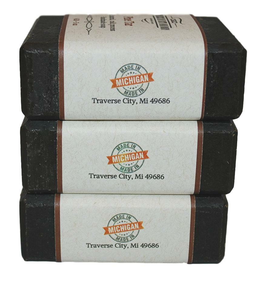 Traverse Bay Bath and Body Pine Tar Soap-Activated Charcoal & Colloidal Oatmeal.