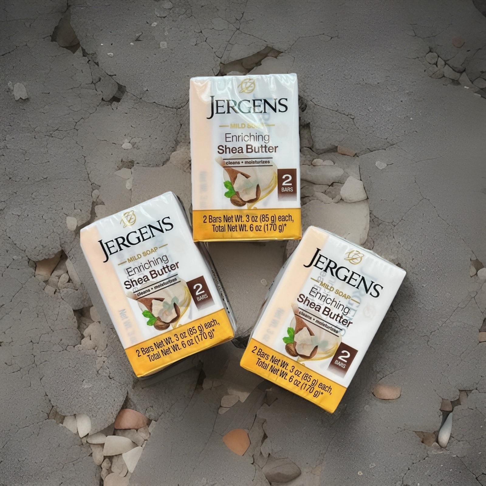 Jergens Enriching Shea Butter Mild Soap 6 Bars (3 Packs x 2) Brand New 3oz Each