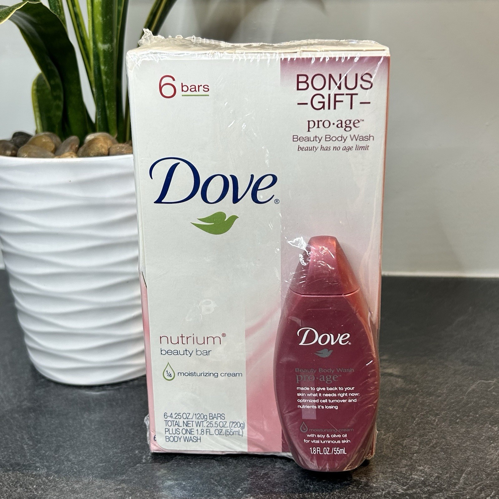 NEW Dove Nutrium Beauty Bar 6 Soap Bars 1/4 Moisturizing Cream RETIRED