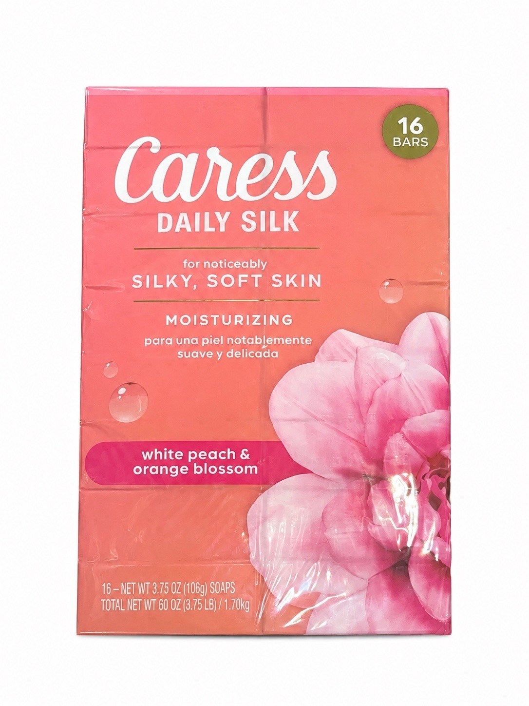 Caress Daily Silk Moisturizing Bar Soap White Peach & Orange Blossom 16ct