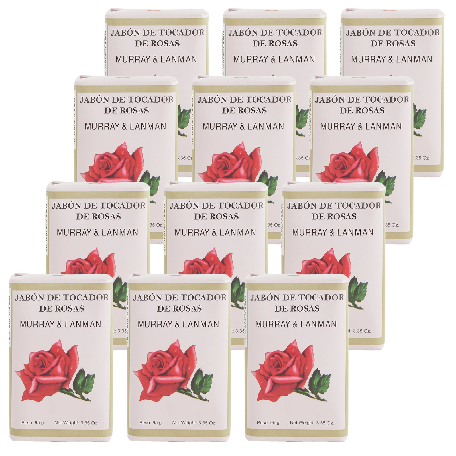 L&K Florida Water Jabon De Tocador De Rosas Floral Rose Soap, 3.3 oz – 12 Soaps