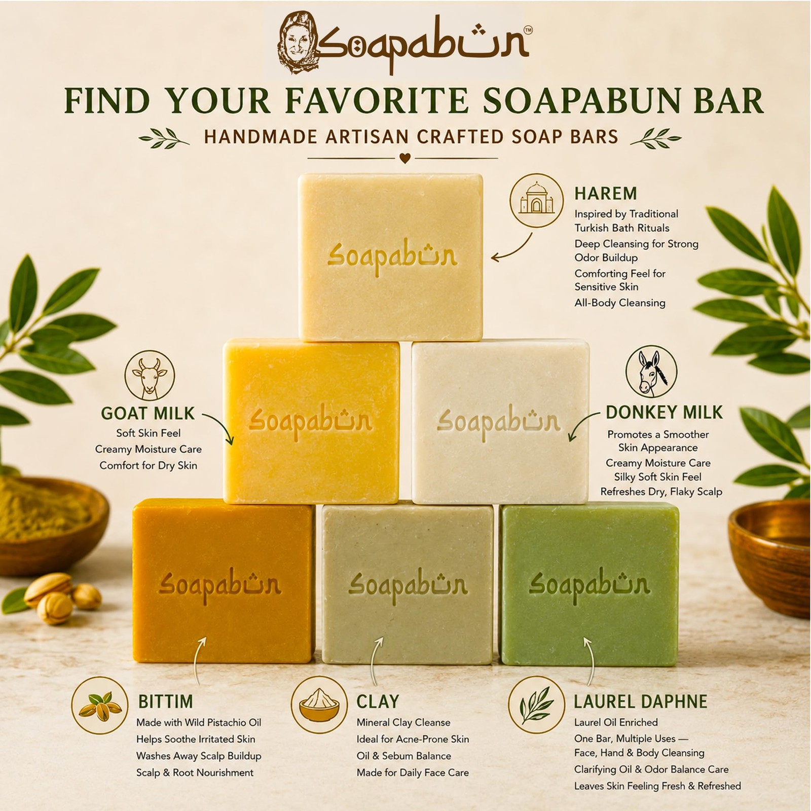 Daphne Laurel Oil Soap Bar – Handmade Olive Oil Based Artisan Soap, Made in A…