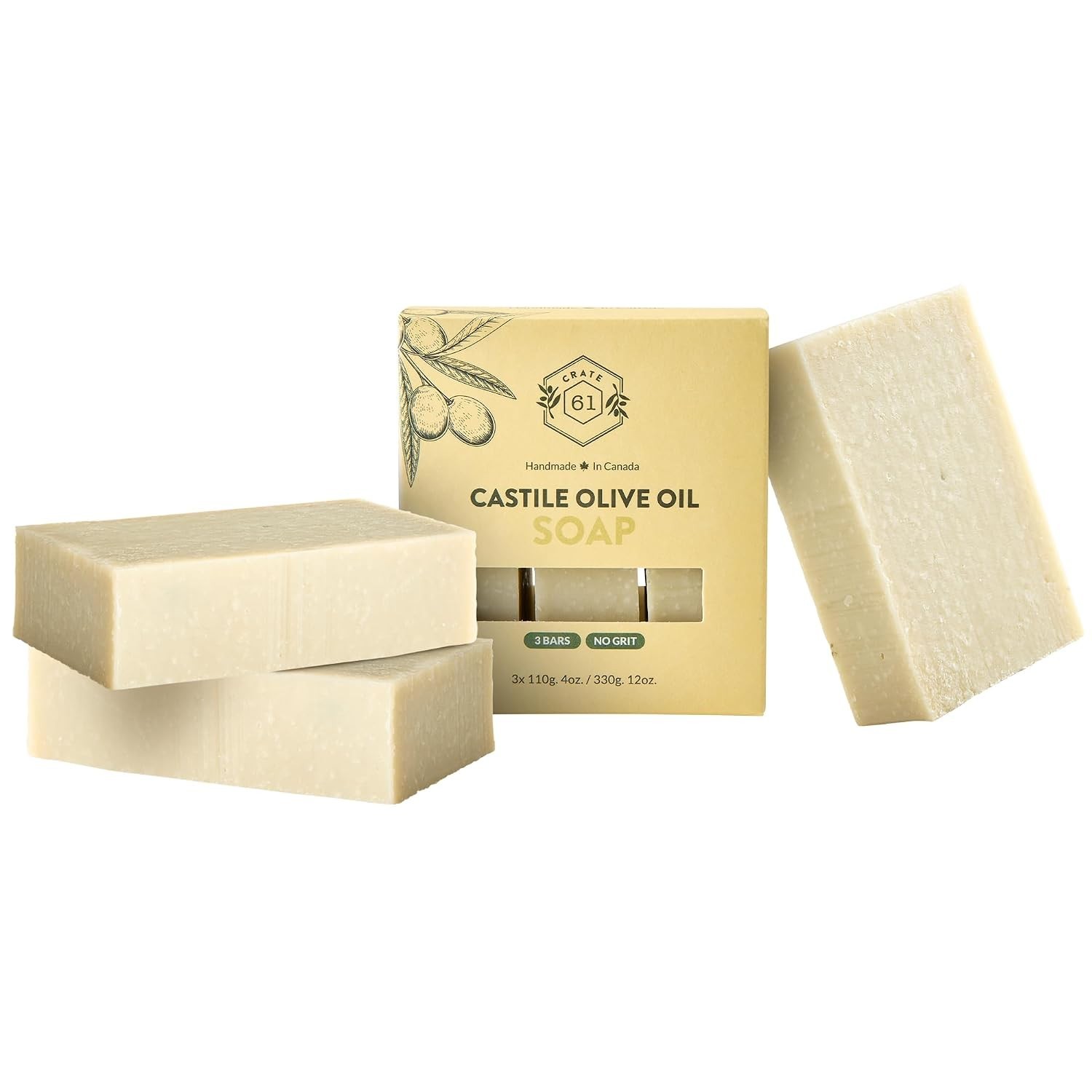 Crate 61 Cold Process Soap – 3 Pack Unscented, All Natural & Biodegradable