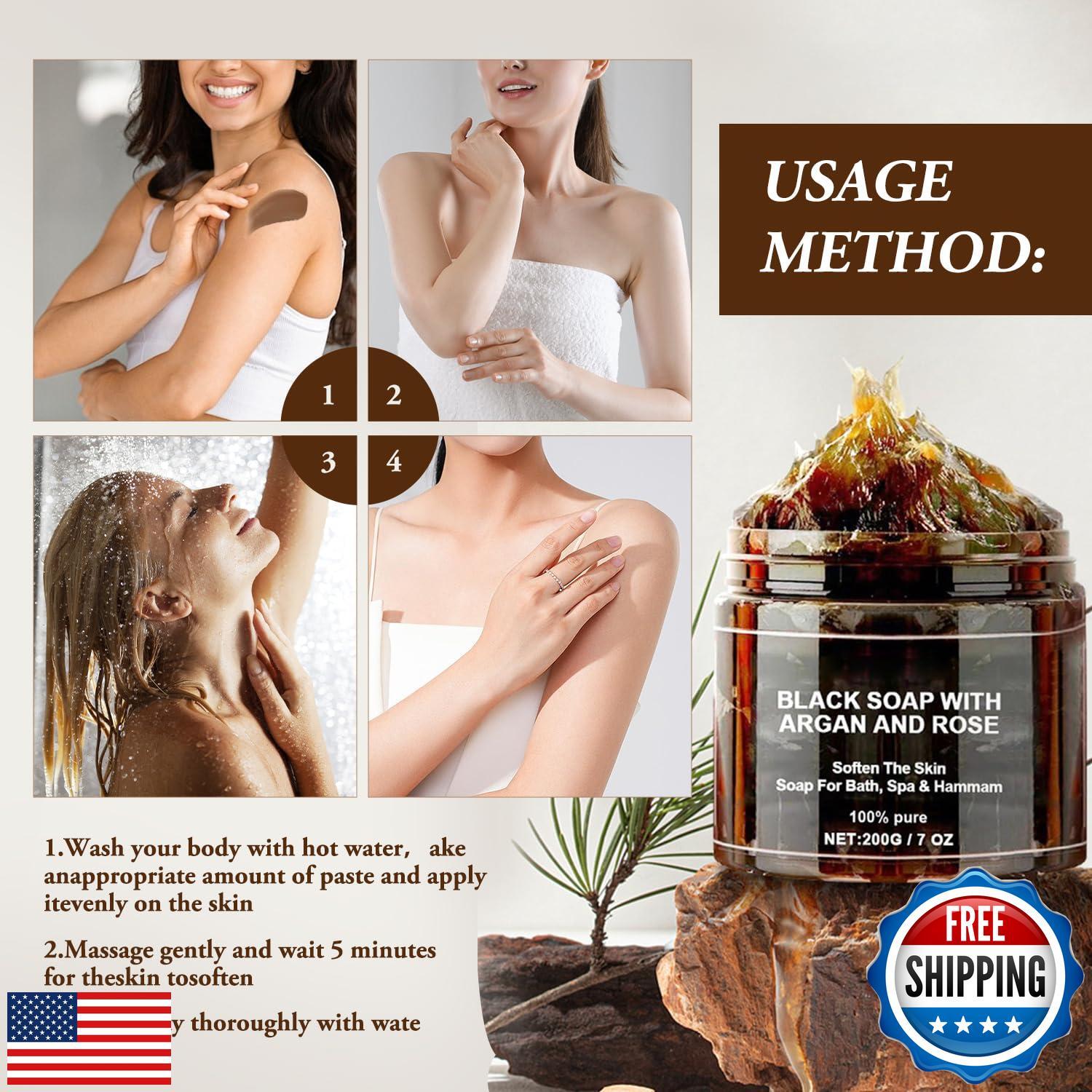 Morocco Black Soap With Argan And Rose, Zawina Moroccan BlackSoap Hammam, Zaw