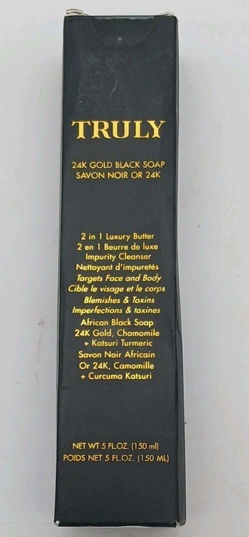 TRULY 24k Gold Black Soap Full Size 5oz Face Impurity Cleanser NEW SEALED
