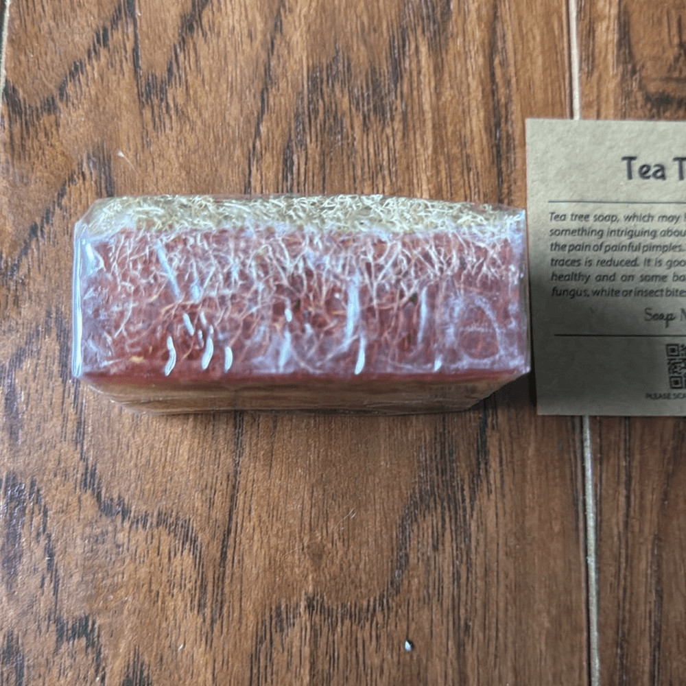 Soap Mama 100% Organic Red Tea Tree Loofah Soap Bar Natural Exfoliating Body