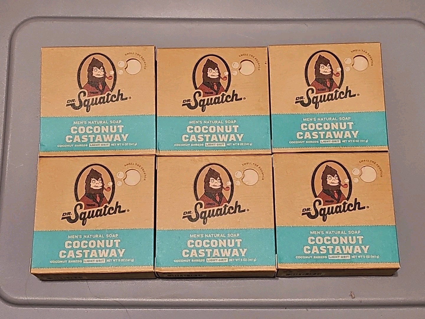 DR. SQUATCH MEN’S NATURAL SOAP COCONUT CASTAWAY 5 OZ BAR LOT OF 6 BARS