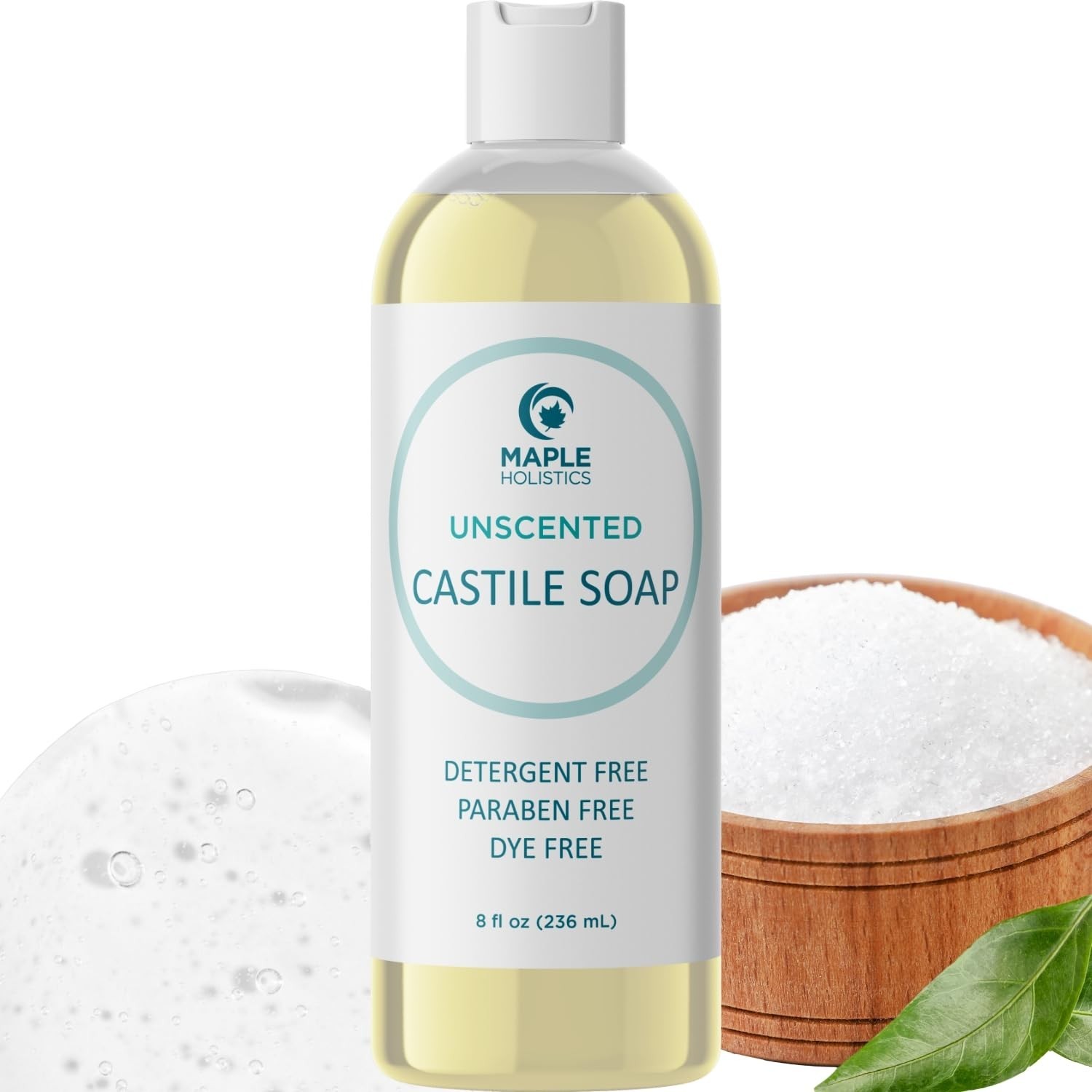 8oz Unscented Liquid Castile Soap for Sensitive Skin & All-Purpose Use