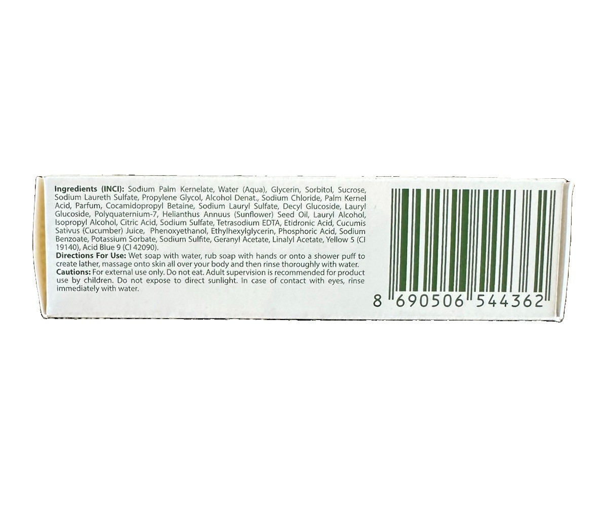 4 Pack Duru Hydro Pure Cucumber Transparent Body Bar Soap 3.75 oz Sensitive Skin