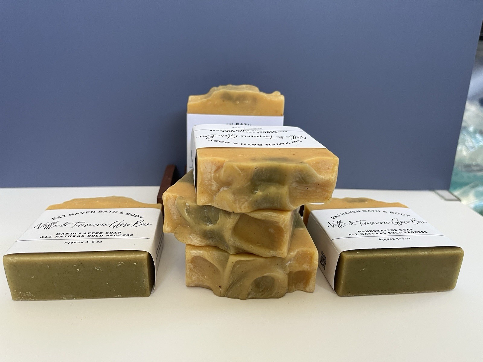 E&J Haven Bath & Body Nettle & Turmeric Herbal Glow Bar Soap Cold Process 4-5 oz
