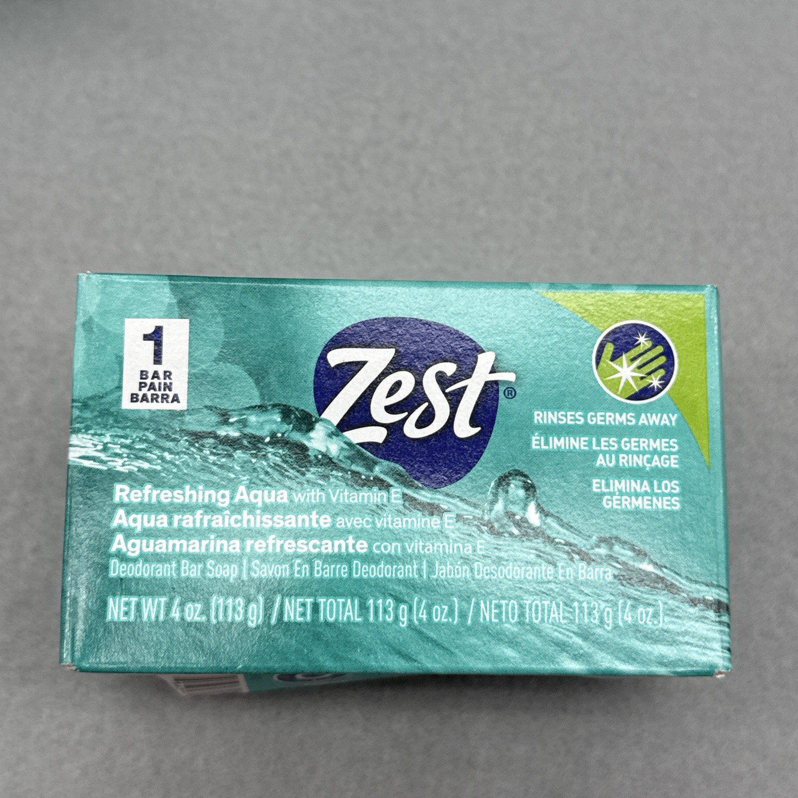 Zest Refreshing Aqua Vitamin E Deodorant Bar Soap 4 oz Bars Lot of 6