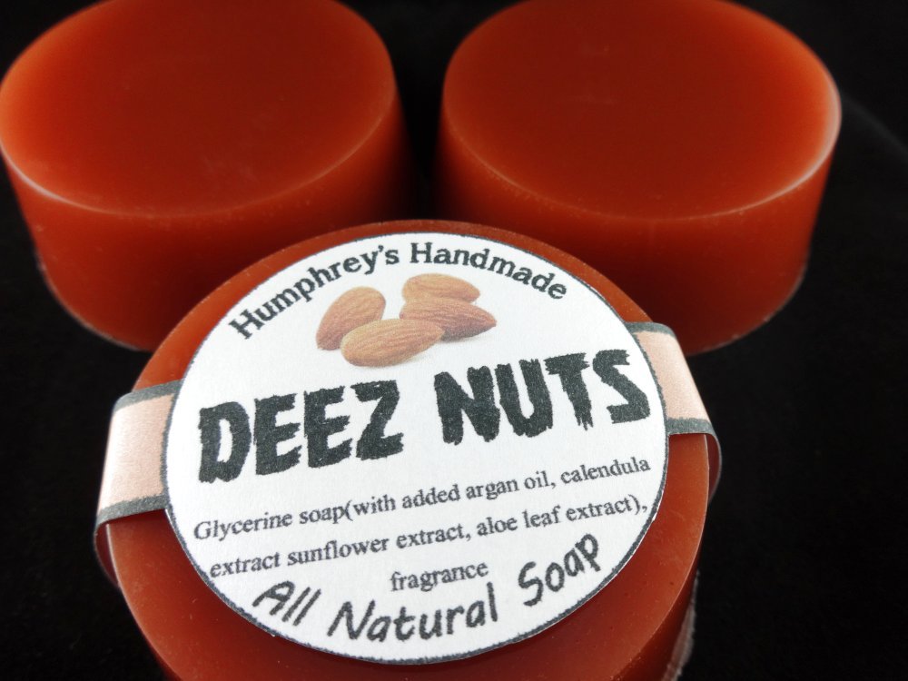 DEEZ NUTS Men’s Shave & Shampoo Soap Honey Almond Beard Wash Round Bar Funny