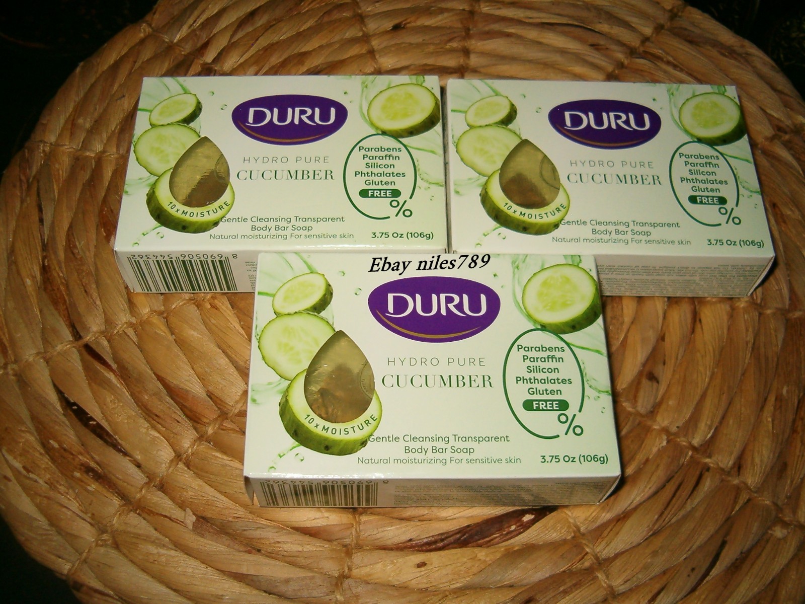 Lot Of 3 DURU HYDRO PURE CUCUMBER TRANSPARENT BATH BAR SOAP 3.75oz