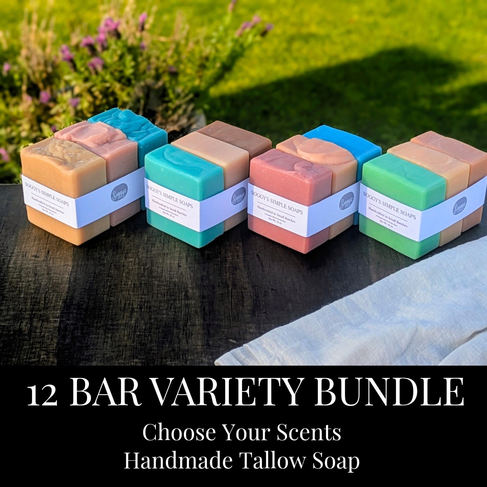 12 Bar Handmade Tallow Soap Variety Bundle – Choose Your Scents Natural Soap