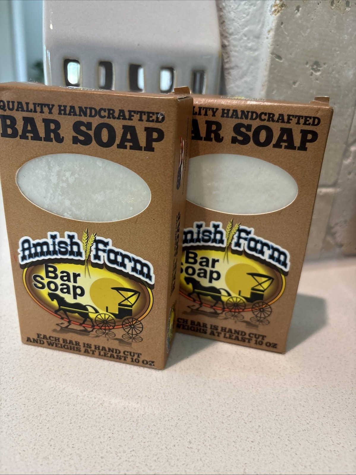 2 Natural Bar Soap Amish Farm Hand Cut Homemade Huge Bar 10+ Ounces EACH