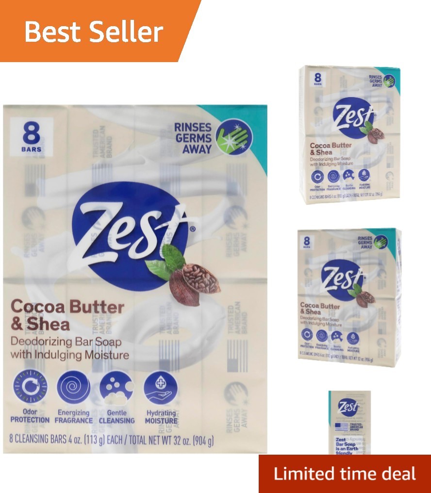 Cocoa Butter and Shea Cleansing Soap – 8 Bars for Silky Smooth, Hydrated Skin
