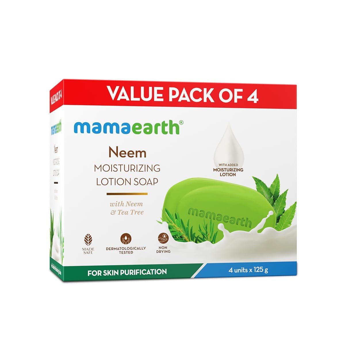 Mamaearth Neem Soap 125g x4 Tea Tree Purifying Grade 1 Bar Deep Clean Free Ship