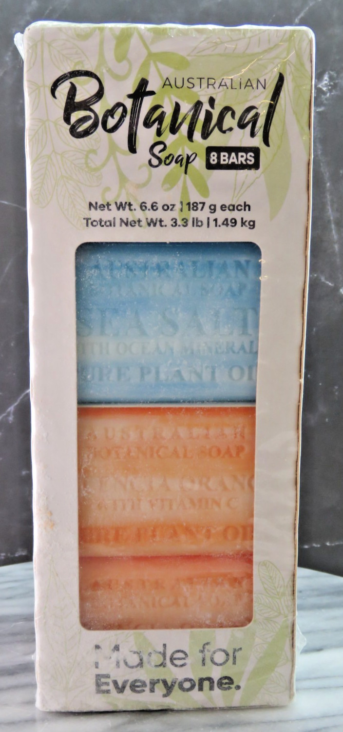 Australian Botanical Soap 8 Bars Valencia Orange/Sea Salt New Factory Sealed
