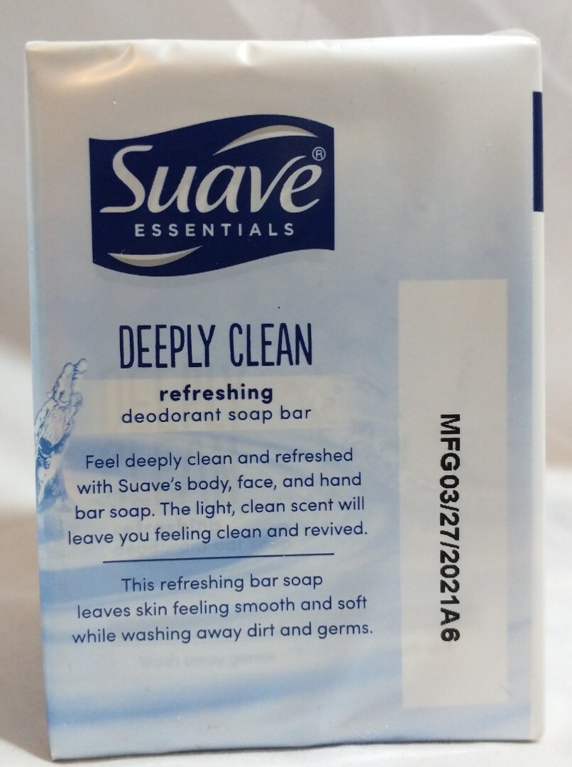 8 Bars Suave Essentials Deeply Clean Bar Soap 3.9 Oz. Each